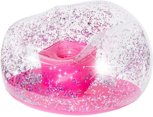 Pink Confetti Inflatable Chair with sparkly confetti pattern for teen rooms