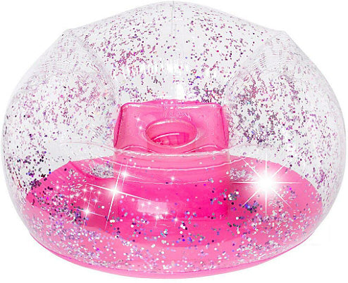 Pink Confetti Inflatable Chair with sparkly confetti pattern for teen rooms