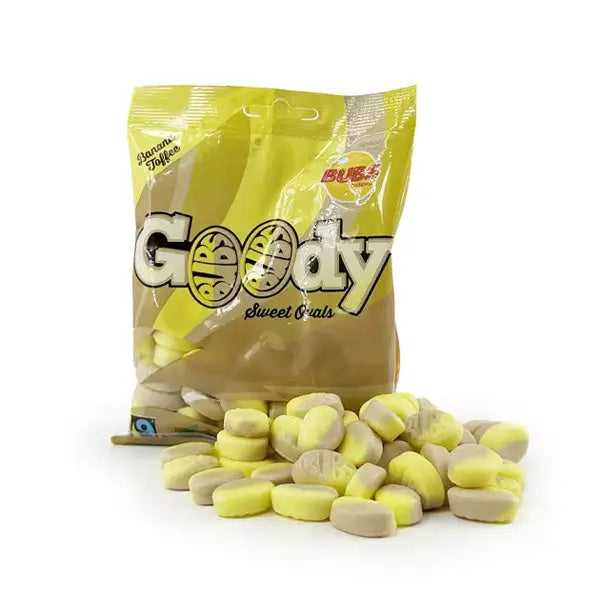 Banana Toffee Goody Ovals Swedish candy with unique banana and toffee flavor combination