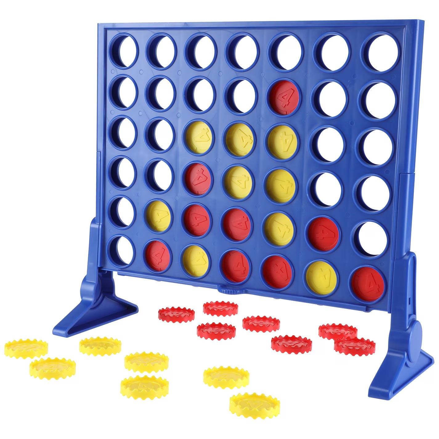 Connect 4 Grid classic board game by Hasbro with red and yellow discs