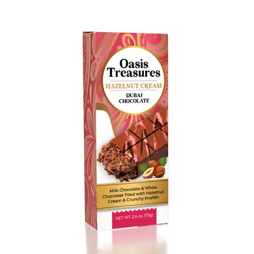 Hazelnut Cream Dubai Chocolate Bar with rich hazelnut flavor and creamy filling