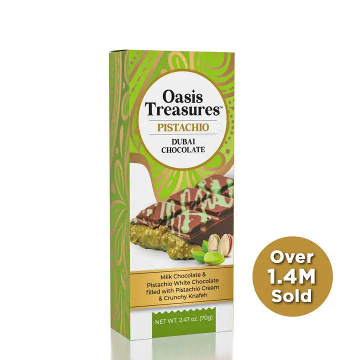 Pistachio Dubai Chocolate Bar with premium pistachio nuts and luxury chocolate