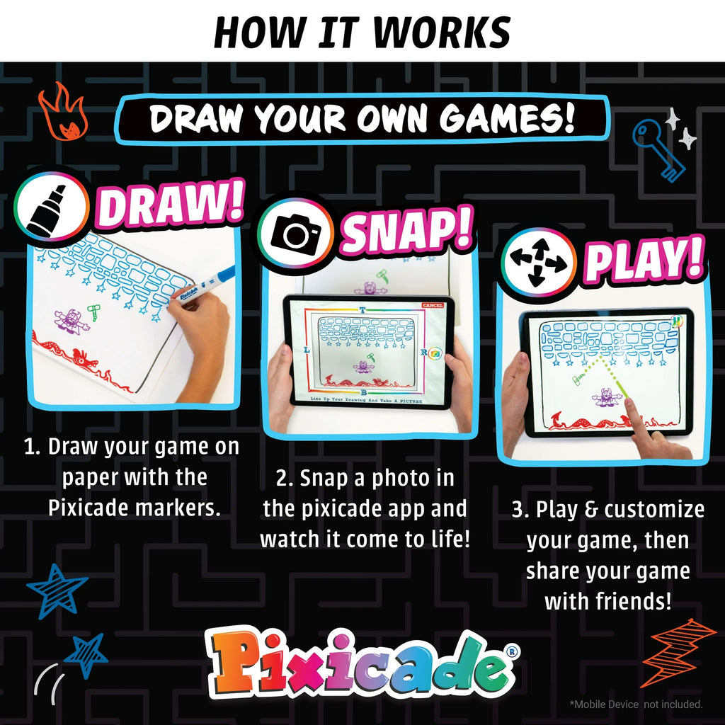 PIXICADE create your own video games kit for drawing and playing custom games