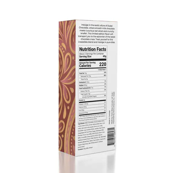 Red Velvet Dubai Chocolate Bar with luxurious red velvet flavor and premium filling