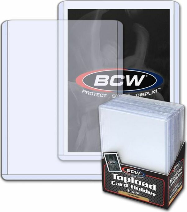Toploader 3x4 clear card protectors for preserving trading cards and collectibles