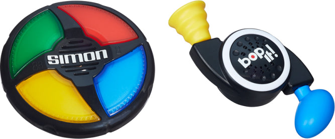 Simon Swipe and Bop It Micro electronic games assorted - compact handheld memory and reaction games