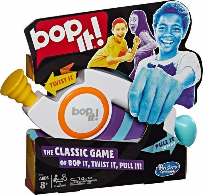 Bop It electronic handheld game with fast-paced commands and reactions