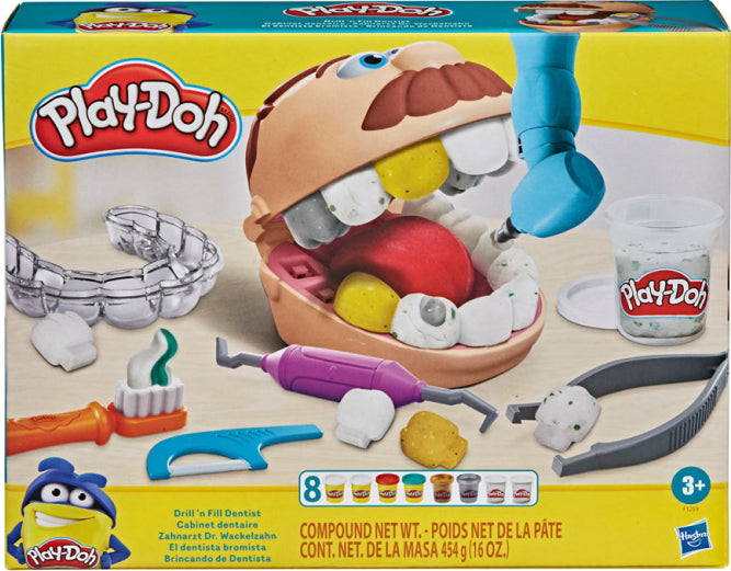 Play-Doh Doctor Drill 'N Fill dentist playset with drill tools and Play-Doh for pretend dental care