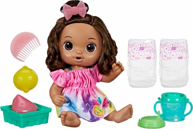 Baby Alive Fruity Sips Brunette doll with pretend juicer and feeding accessories