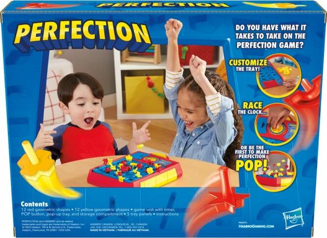 Perfection Refresh fast-paced shape-sorting game for kids ages 5+ by Hasbro