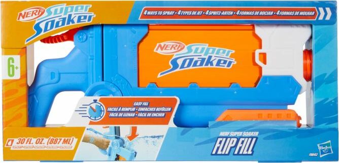 Nerf Super Soaker Flip Fill water blaster with easy flip-open refill system