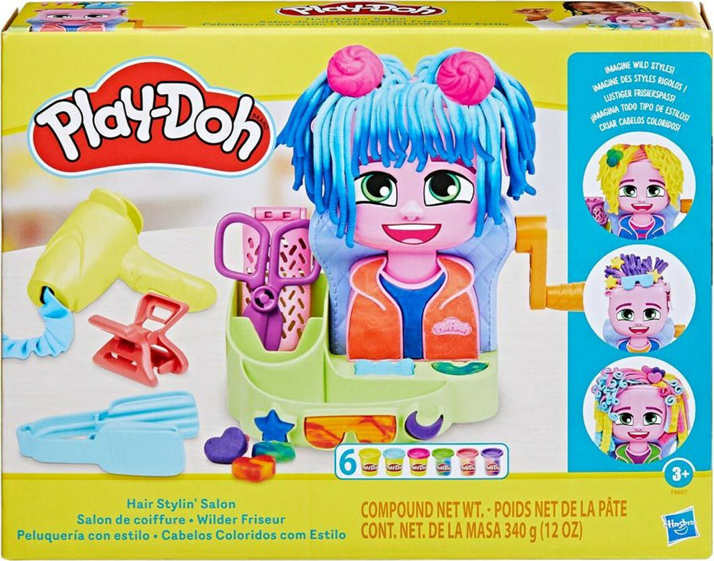 Play-Doh Hair Stylin Salon playset with styling tools and Play-Doh for creative hair design play