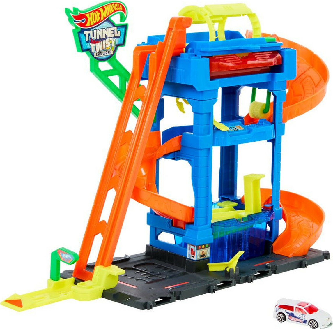 Hot Wheels City Car Wash playset with color-changing cars and washing action