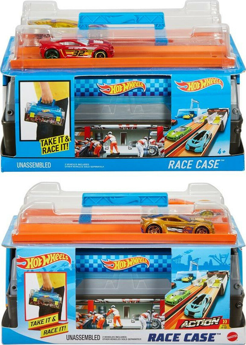 Hot Wheels Race Case Track Set with storage case and racing track for vehicles