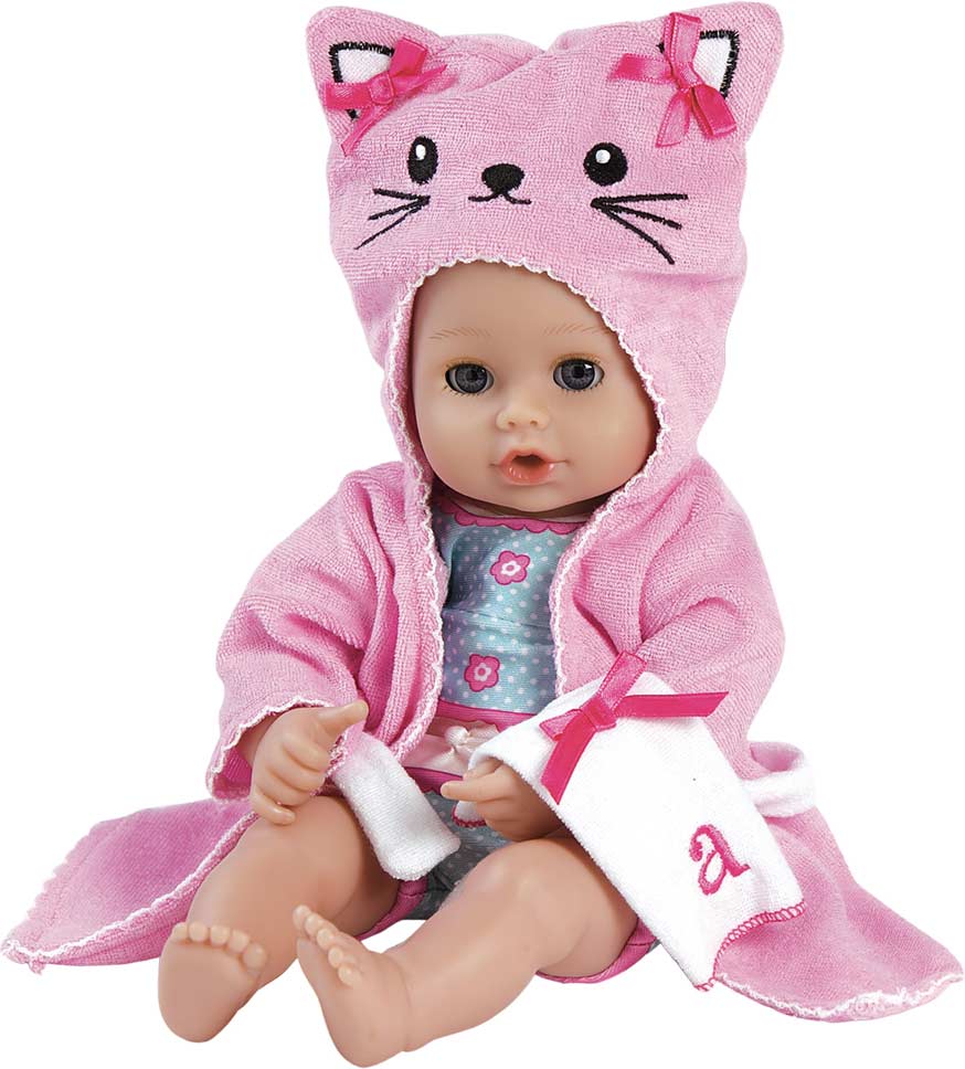 Adora BathTime Baby Kitty waterproof doll with soft body perfect for bath time and water play