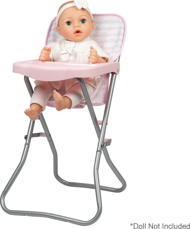 Adora pink doll high chair designed to fit 16-inch dolls with realistic feeding position