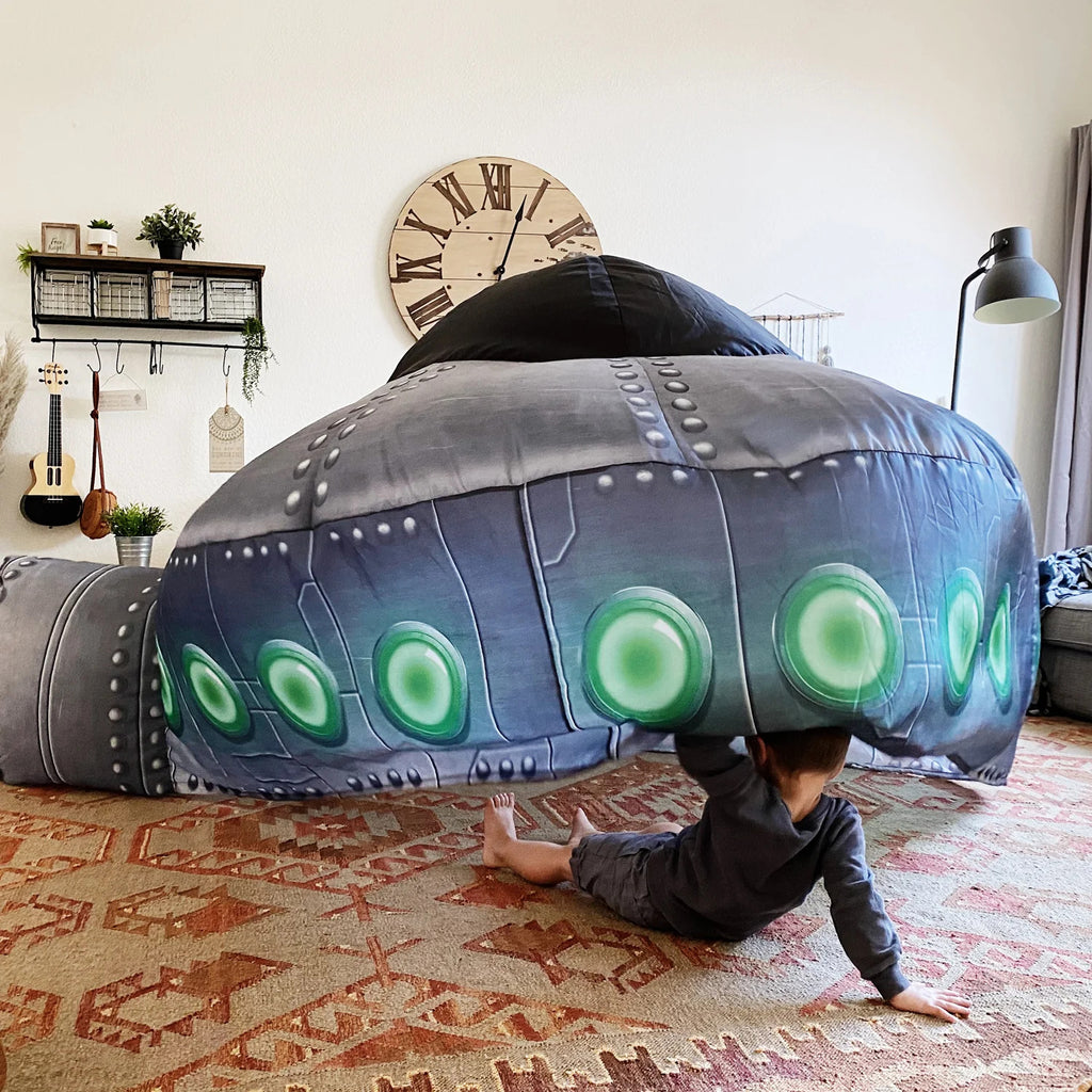 AirFort UFO inflatable fort that sets up in 30 seconds with any standard box fan for imaginative play