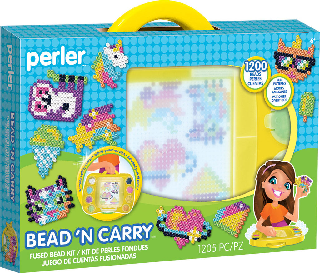 Perler Bead 'n Carry Kit portable craft set with 1200 colorful beads for on-the-go creative bead design