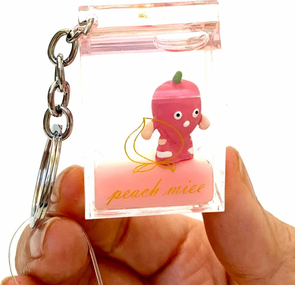 Fruit carton shaped floating key charm with keyring and clip attachment in assorted designs