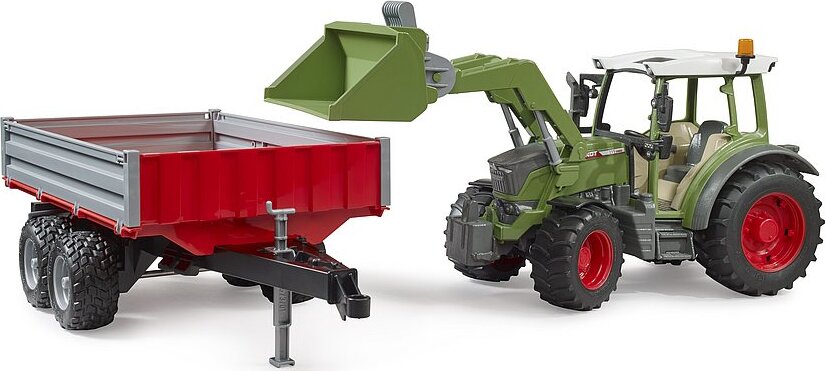 Fendt Vario 211 with Frontloader and Tipping Trailer - Bruder farm tractor with loader and trailer for agricultural play