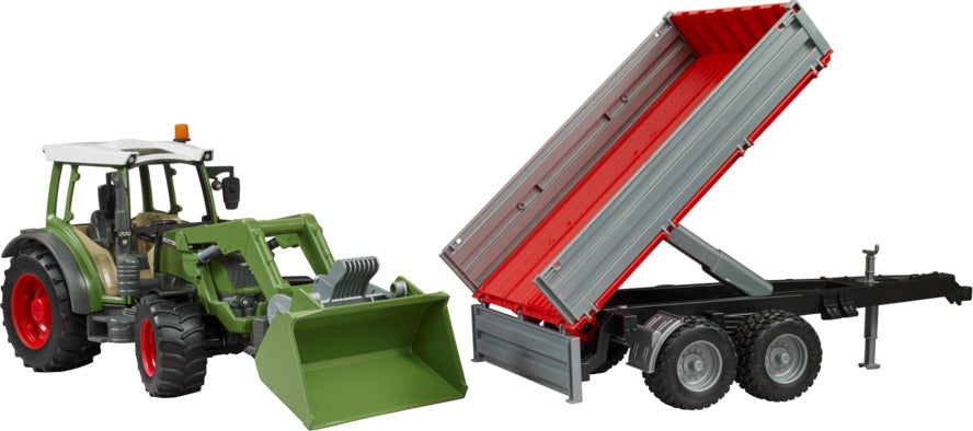 Fendt Vario 211 with Frontloader and Tipping Trailer - Bruder farm tractor with loader and trailer for agricultural play