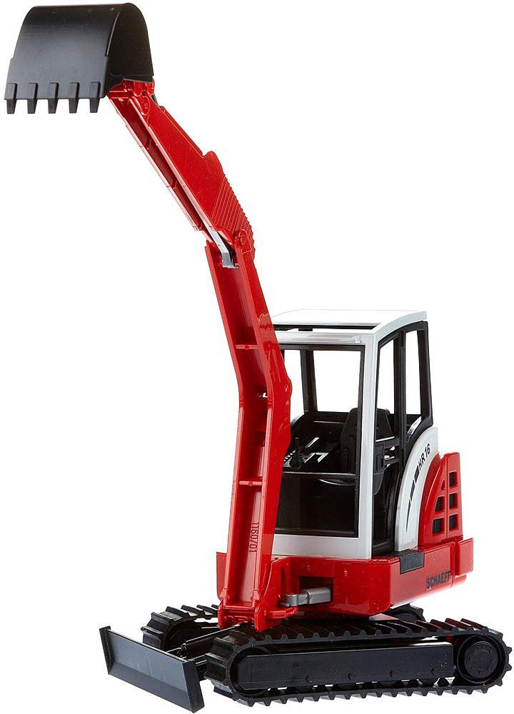 Schaeff HR16 Mini excavator - Bruder compact Schaeff excavator with working arm and detachable bucket for construction play