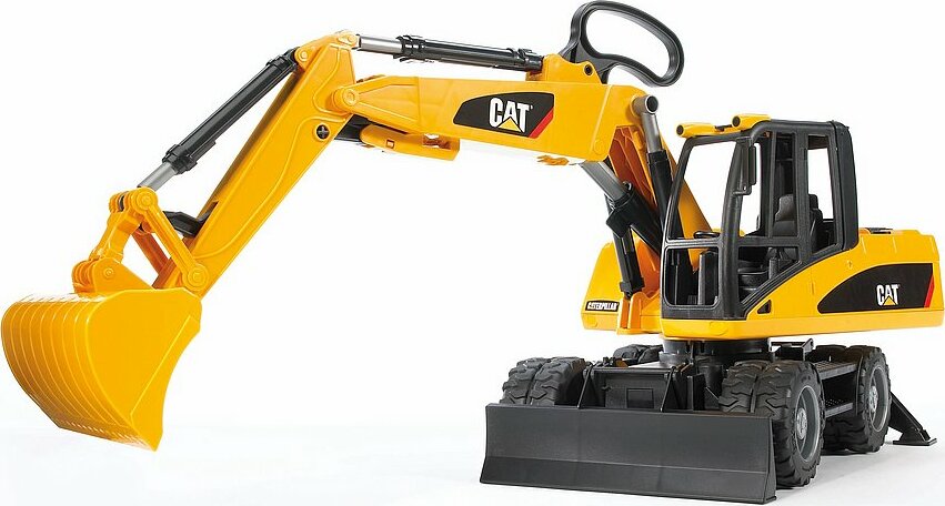 CATERPILLAR Small Excavator - Bruder CAT compact excavator with working arm and bucket for construction digging operations
