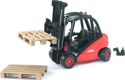 Linde fork lift H30D with 2 pallets - Bruder realistic forklift with working lift and cargo pallets for warehouse play