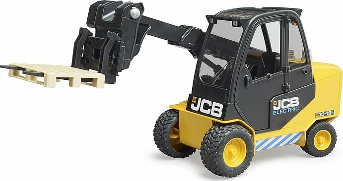 JCB Teletruk electric lift - Bruder JCB telehandler with extending boom and lifting functions for construction material handling