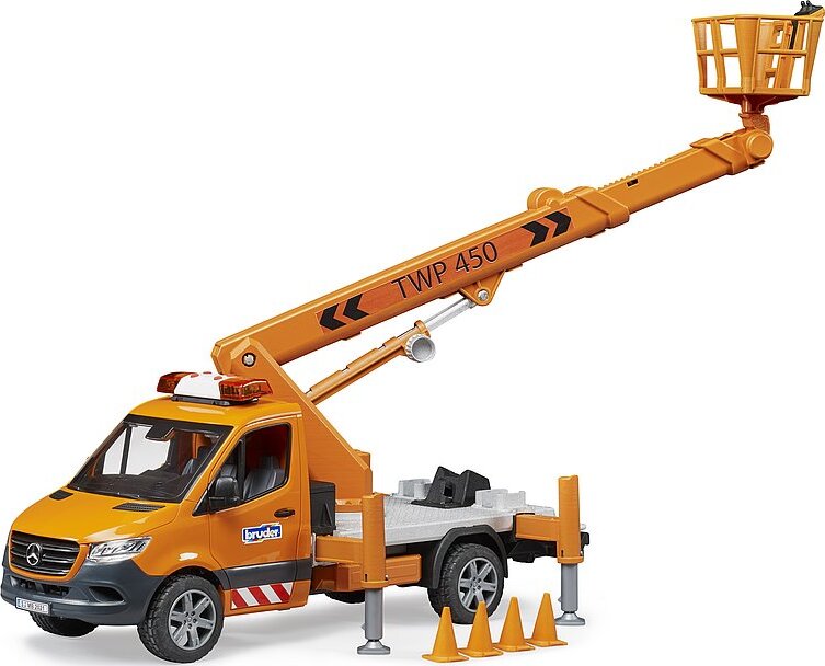MB Sprinter with Work Platform And Light + Sound Module - Bruder utility van with working platform and interactive features