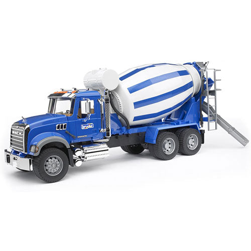 MACK Granite Cement mixer - Bruder concrete mixer truck with rotating drum for construction and building play scenarios