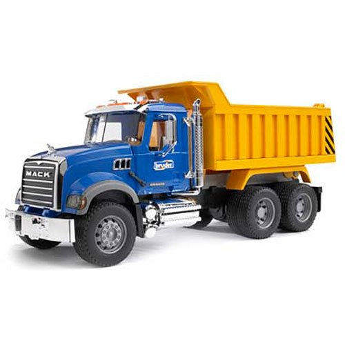 MACK Granite Dump Truck - Bruder heavy-duty dump truck with working tipping bed for construction hauling and dumping play