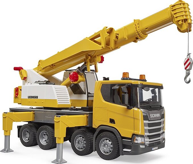 Scania Super 560R Liebherr Crane Truck with Light And Sound Module - Bruder realistic crane truck with working lights and sounds