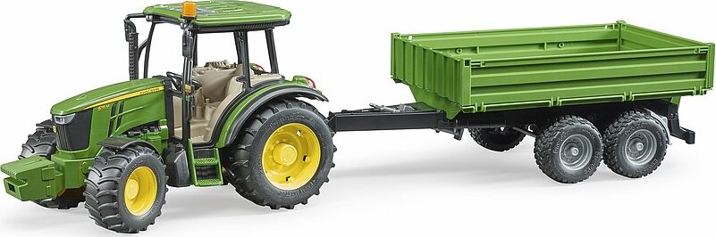 John Deere 5115 M with tipping trailer - Bruder realistic farm tractor with working trailer for agricultural play