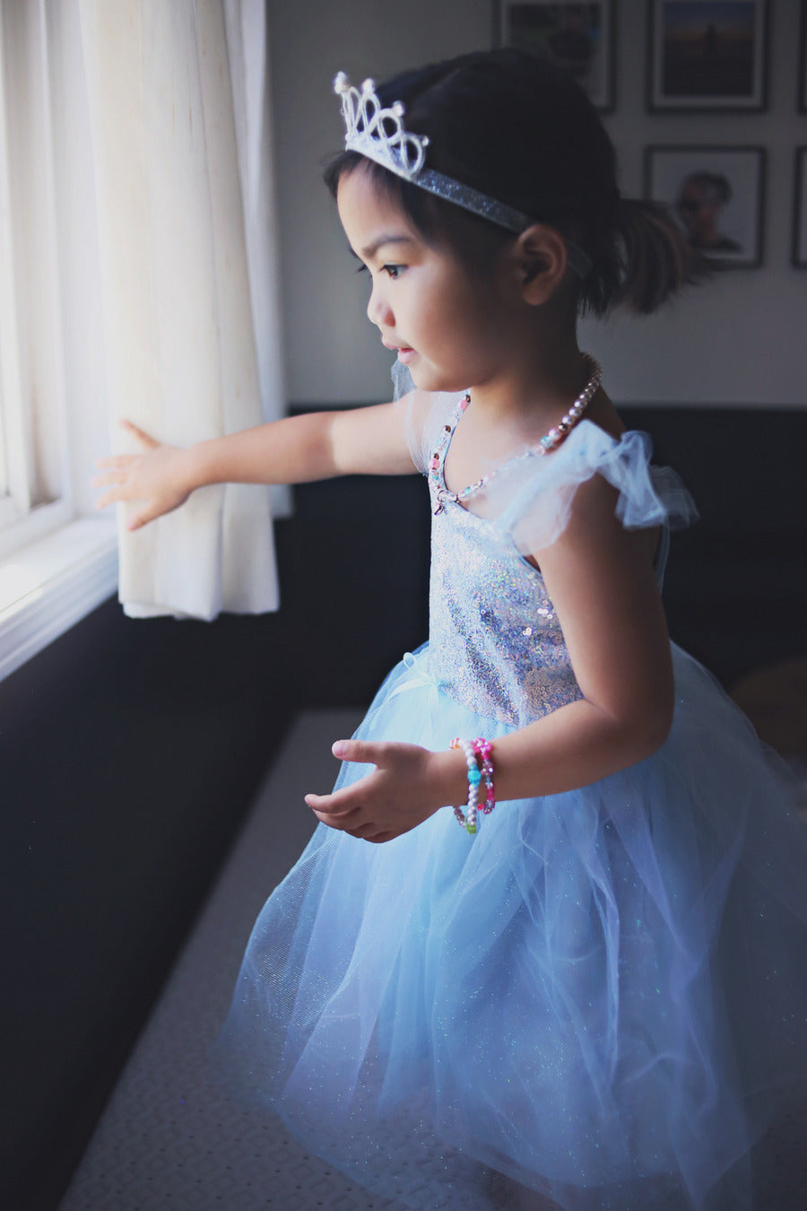 Blue Sequins Princess Dress (Size 3-4)