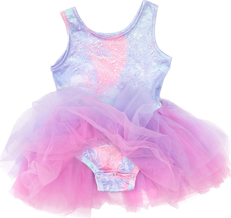 Multi-colored lilac ballet tutu dress with stretchy spandex top and soft tulle skirt for little ballerinas size 3-4