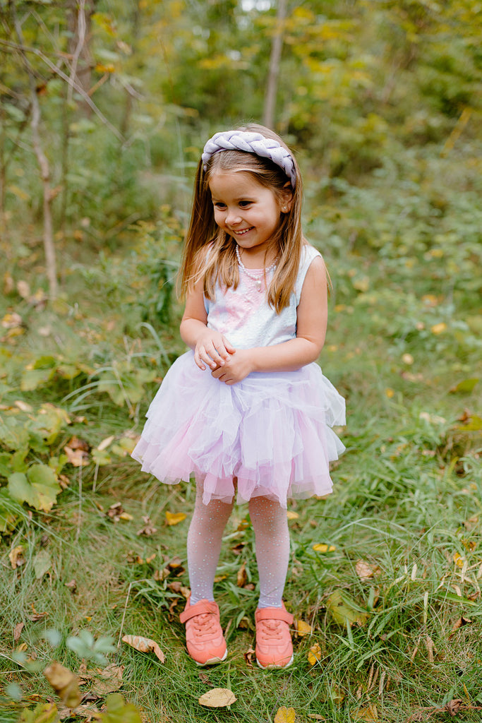Multi-colored lilac ballet tutu dress with stretchy spandex top and soft tulle skirt for little ballerinas size 3-4