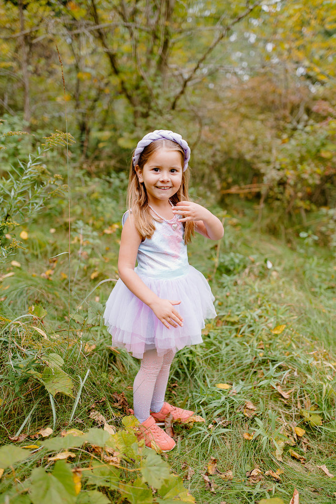 Multi-colored lilac ballet tutu dress with stretchy spandex top and soft tulle skirt for little ballerinas size 3-4