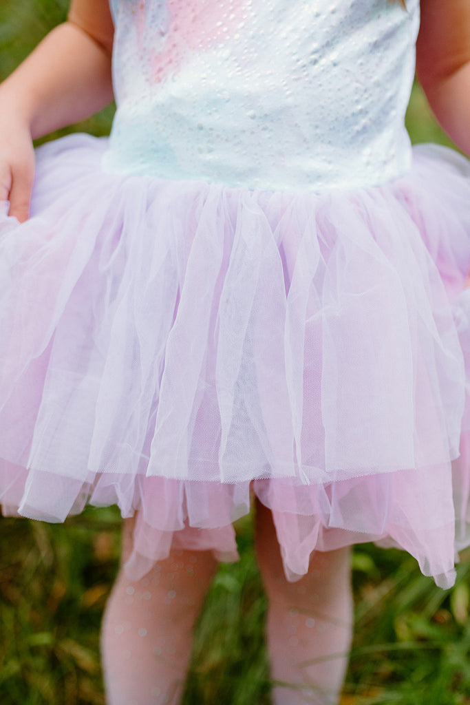 Multi-colored lilac ballet tutu dress with stretchy spandex top and soft tulle skirt for little ballerinas size 3-4