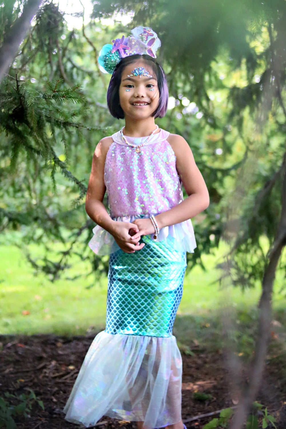 Misty Mermaid Dress Pink/Blue size 3-4 with shimmery mermaid tail design