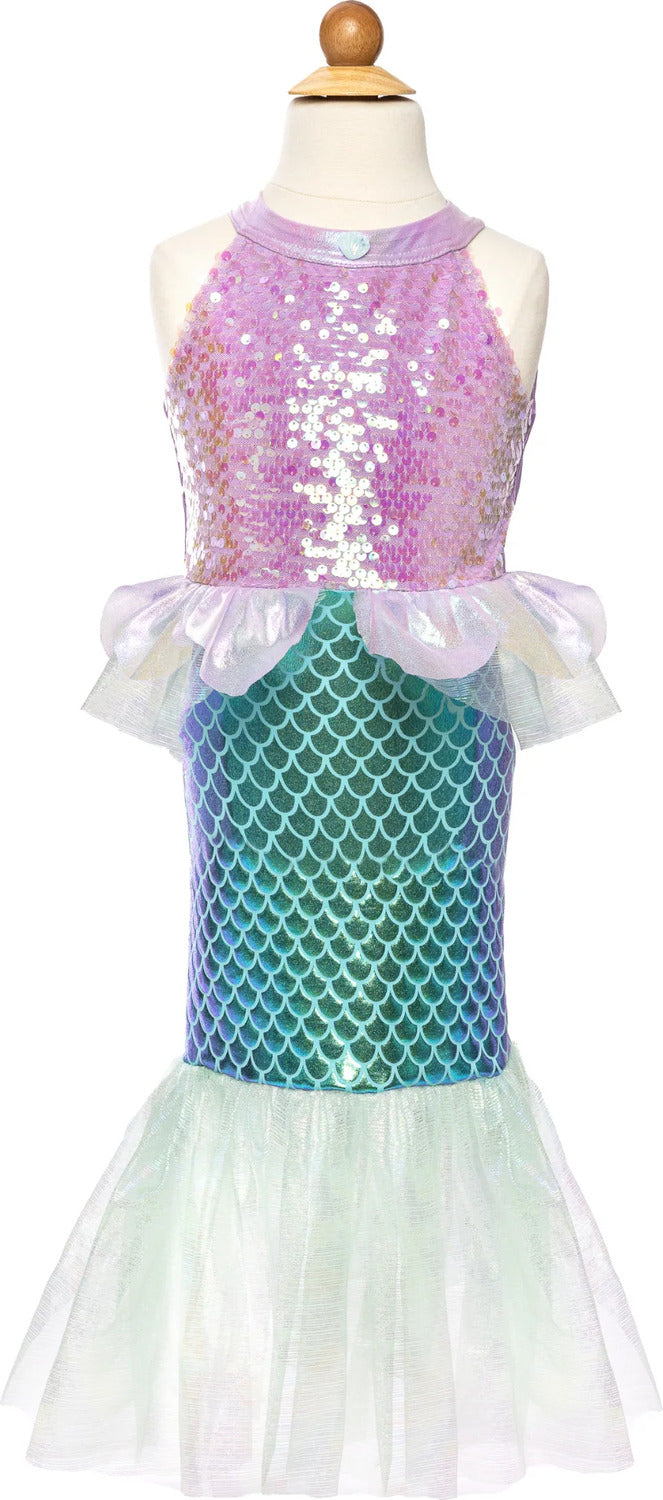 Misty Mermaid Dress Pink/Blue size 3-4 with shimmery mermaid tail design