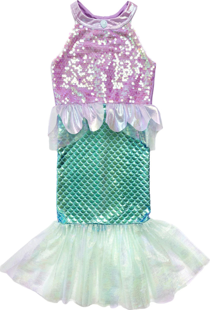 Misty Mermaid Dress Pink/Blue size 3-4 with shimmery mermaid tail design