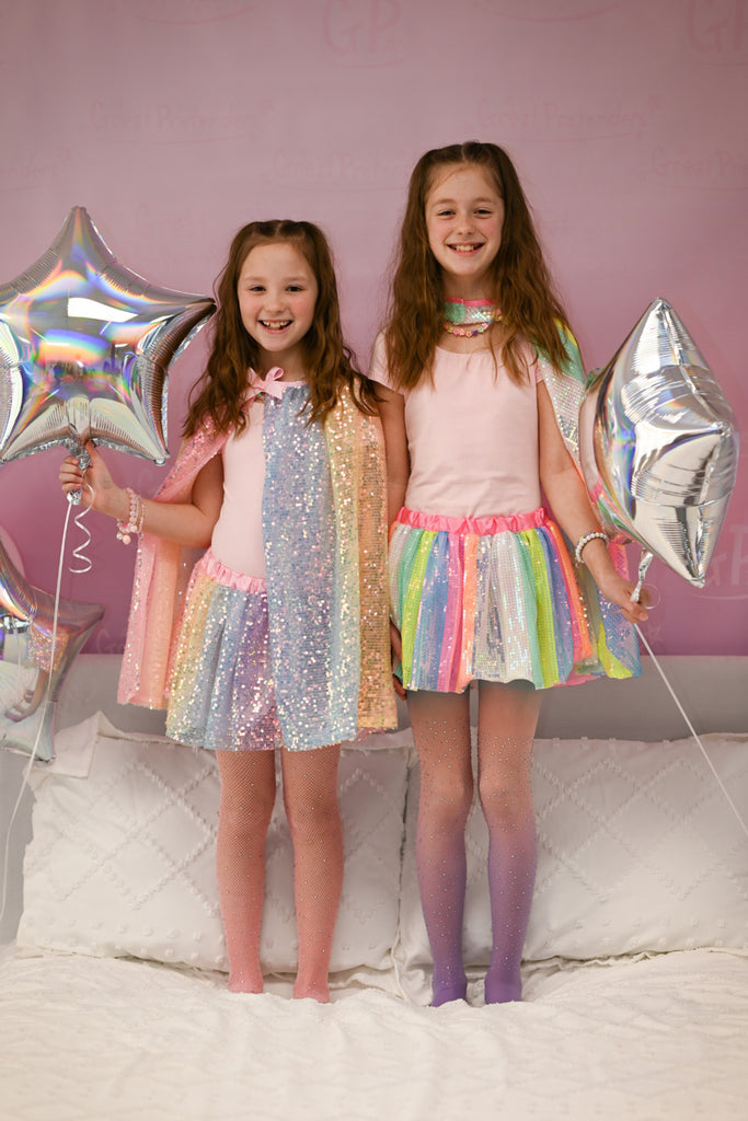 Stripy Sequins Skirt size 4-6 with colorful stripes and sparkly sequins