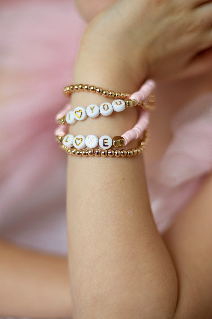 Pink Love Bracelets with romantic pink heart designs for dress-up play