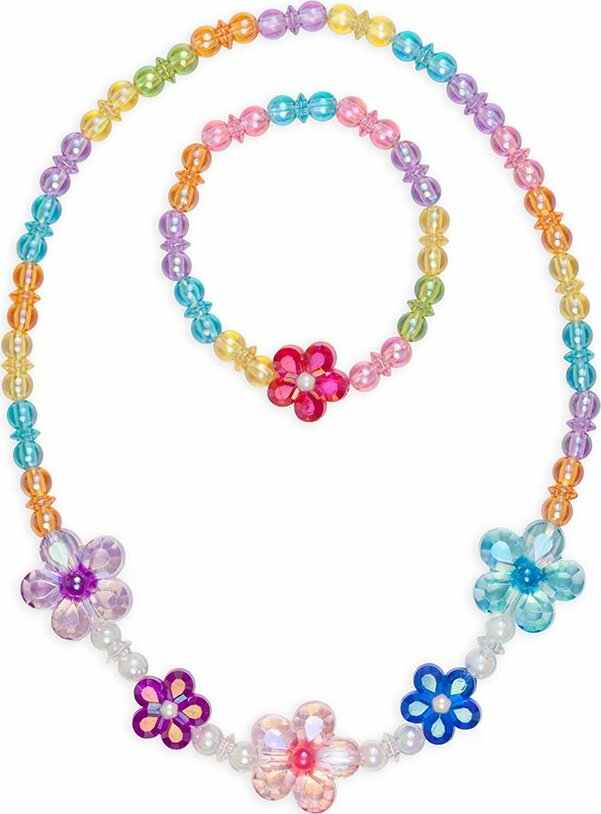 Blooming Beads Necklace Bracelet Set with floral bead design for spring dress-up
