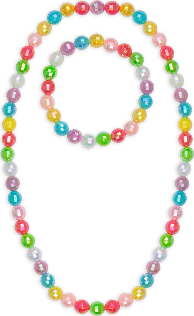 Color Me Rainbow Necklace & Bracelet Set with spectrum of rainbow colors