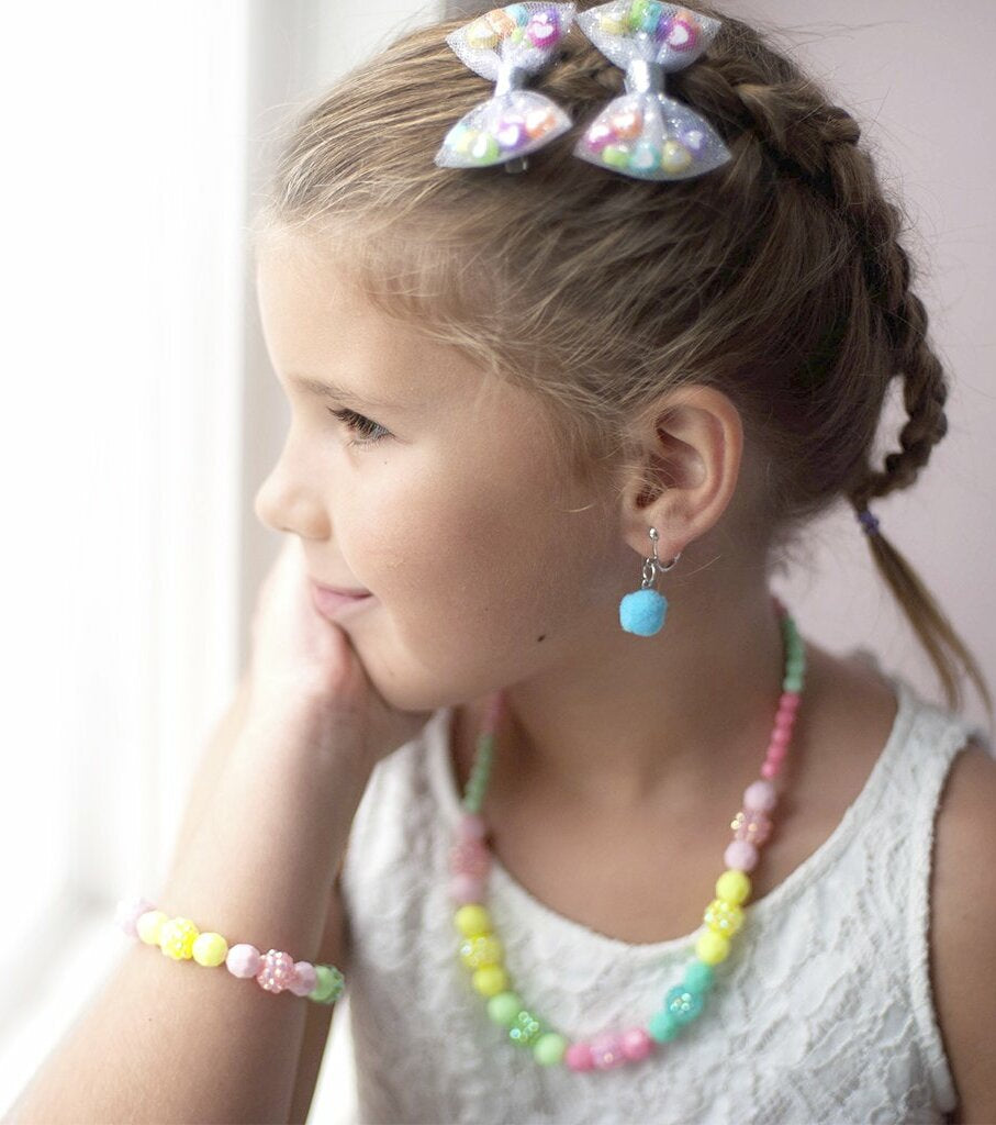 Vividly Vibrant Necklace & Bracelet Set with bright colorful beads for dress-up