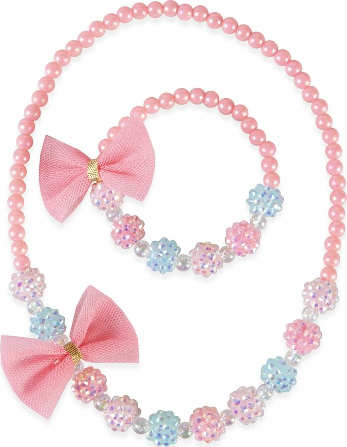 Think Pink Necklace & Bracelet Set with pretty pink design for dress-up fun