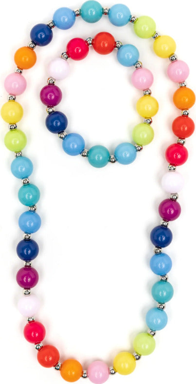Beaded Bubblegum Necklace Bracelet Set with colorful beads for dress-up play