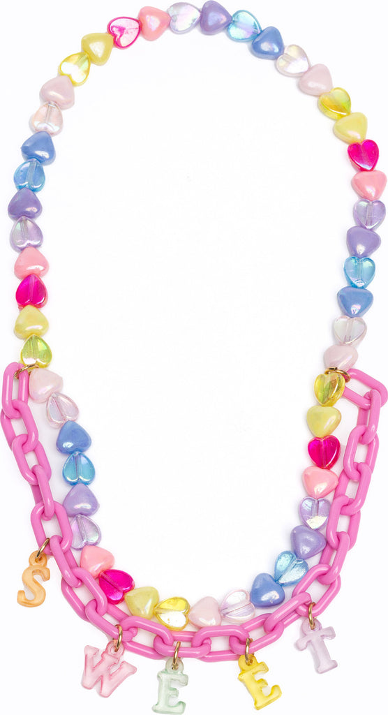 Sweet Heart Necklaces with colorful heart-shaped beads for dress-up play